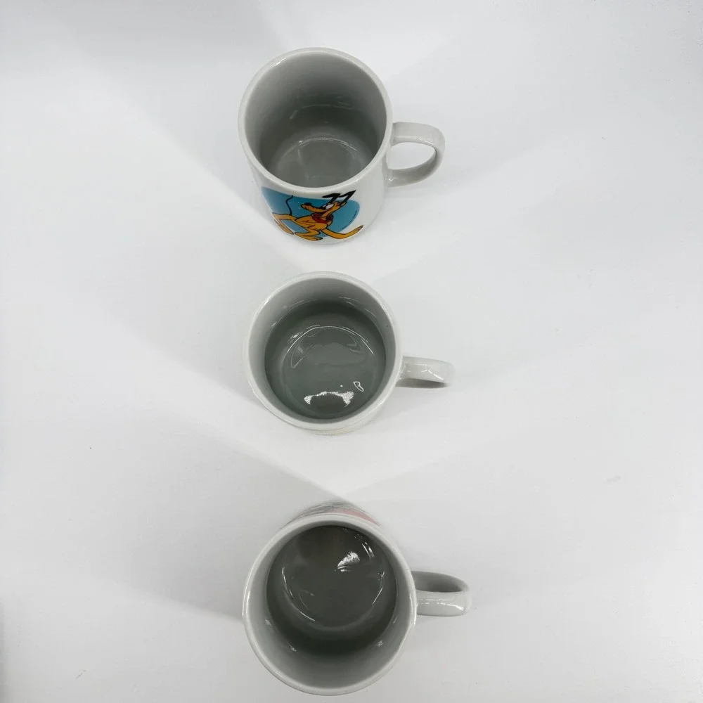 Walt Disney Productions 1970s Plate Mug Set 7pc White‎ Mickey Donald Pluto Dopey